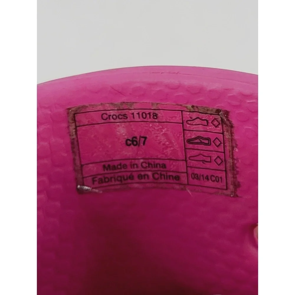 Crocs, Solid Slip-On Rubber‎ Casual Rubber Rain Boots, Girl, Size 6/7, Pink.
